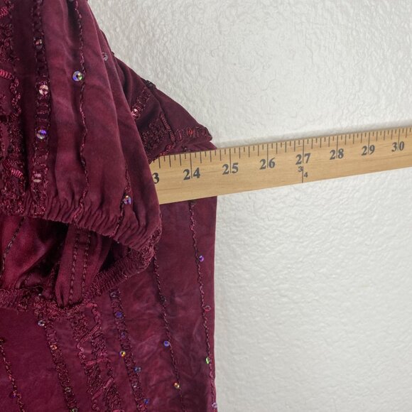 Shannon Ford New York Top Burgundy Sz 3X Embroidered Sequins Boho Peasant - Picture 9 of 11